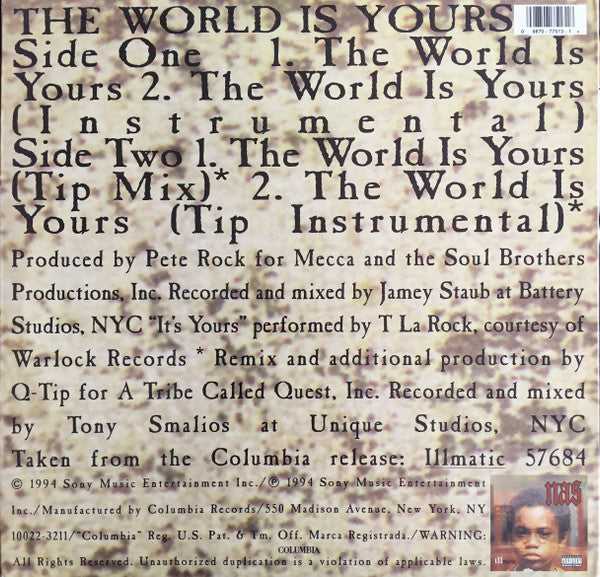 Nas : The World Is Yours (12", Single, M/Print)