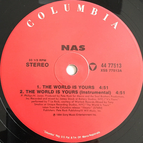 Nas : The World Is Yours (12", Single, M/Print)