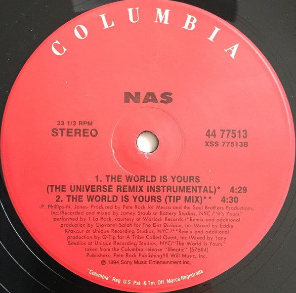 Nas : The World Is Yours (12", Single, M/Print)
