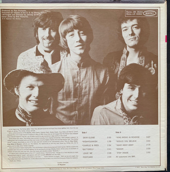 The Hollies : Dear Eloise / King Midas In Reverse (LP, Album, Pit)