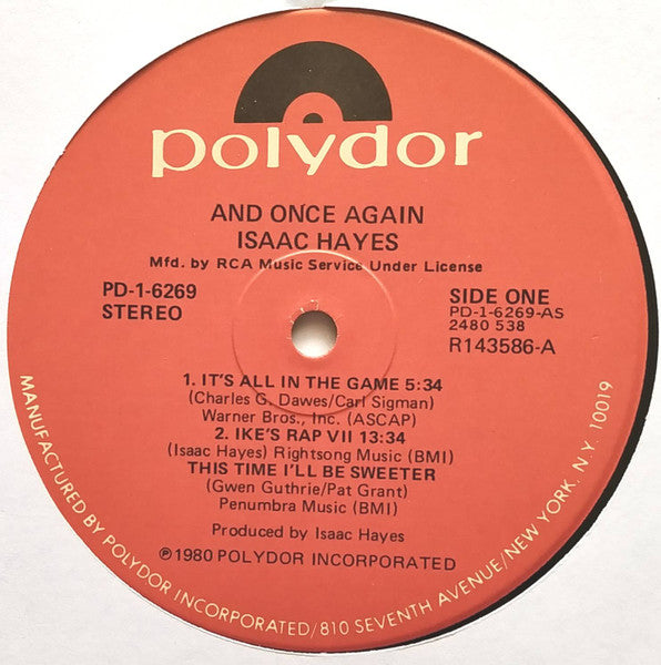 Isaac Hayes : And Once Again (LP, Album, RCA)