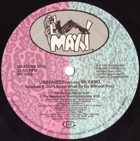 Urbanized Featuring Silvano : Helpless (I Don't Know What To Do Without You) (12")