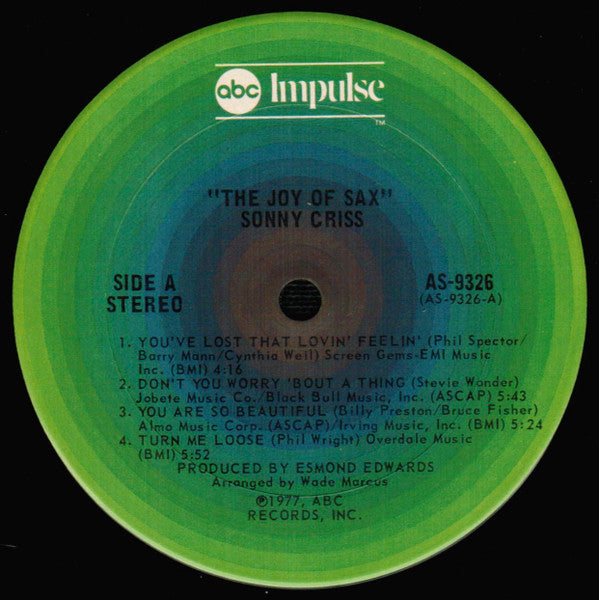 Sonny Criss : The Joy Of Sax (LP, Album, San)