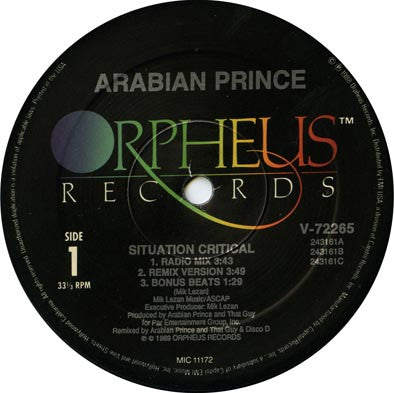 The Arabian Prince : Situation Critical (12", Single)