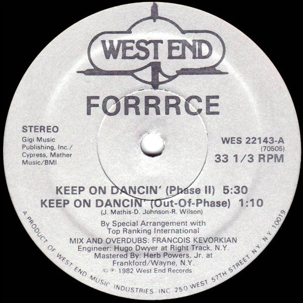 Forrrce : Keep On Dancin' (12", Single)
