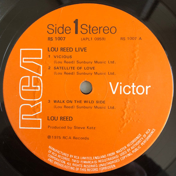 Lou Reed : Lou Reed Live (LP, Album)