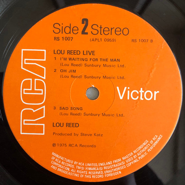 Lou Reed : Lou Reed Live (LP, Album)