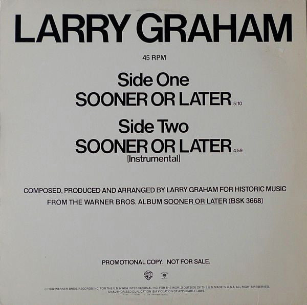Larry Graham : Sooner Or Later (12", Promo)