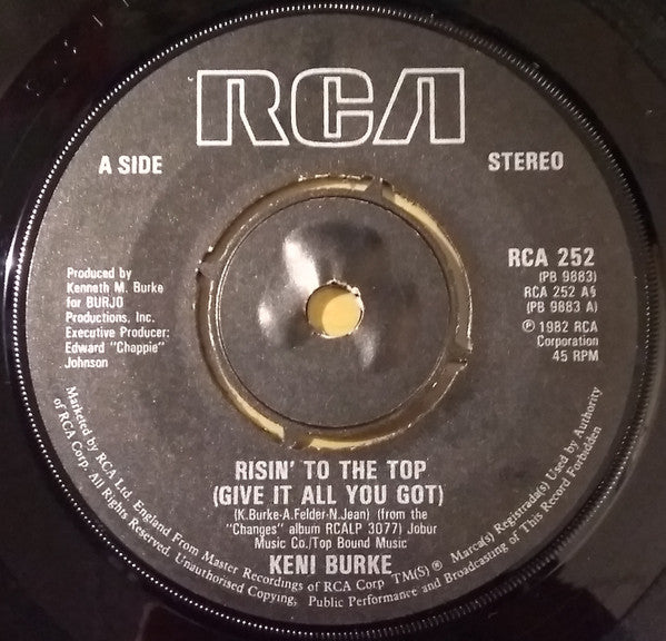 Keni Burke : Risin' To The Top (Give It All You Got) (7", 4-p)