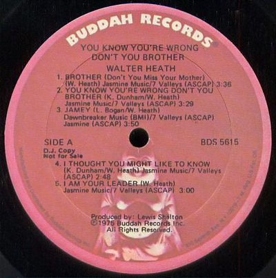 Walter Heath : You Know You're Wrong Don't Ya Brother (LP, Album, Promo)