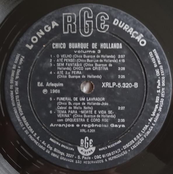 Chico Buarque De Hollanda : Chico Buarque De Hollanda Volume 3 (LP, Album, Mono)