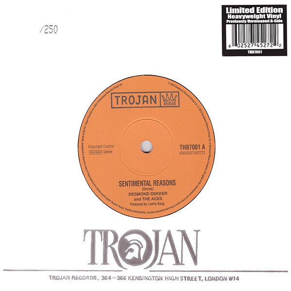 Desmond Dekker And The Aces* : Sentimental Reasons (7", Single, Ltd, Num)