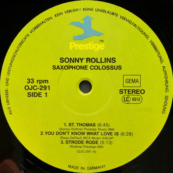 Sonny Rollins : Saxophone Colossus (LP, Album, Mono, RE, RM)