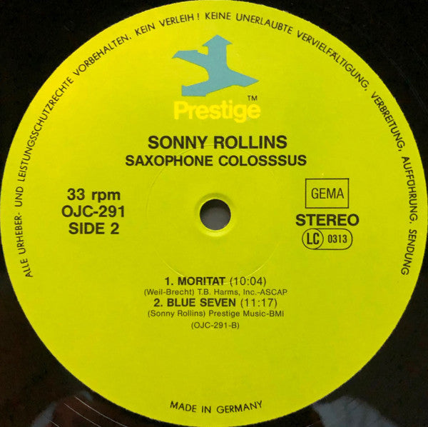 Sonny Rollins : Saxophone Colossus (LP, Album, Mono, RE, RM)