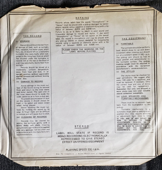 Oliver De Coque & His Expo '76 (Ogene Sound Super Of Africa)* : I Salute Africa (LP, Album)