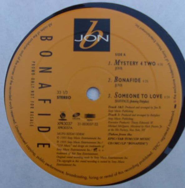 Jon B : Bonafide - Album Sampler (12", Promo, Smplr)