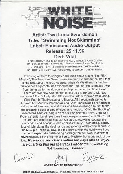 Two Lone Swordsmen : Swimming Not Skimming (2x12", EP, Promo, W/Lbl)