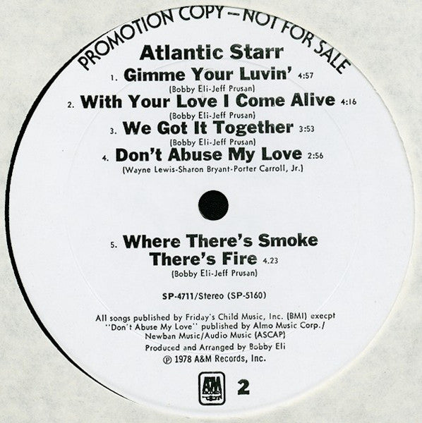 Atlantic Starr : Atlantic Starr (LP, Album, Promo, Mon)