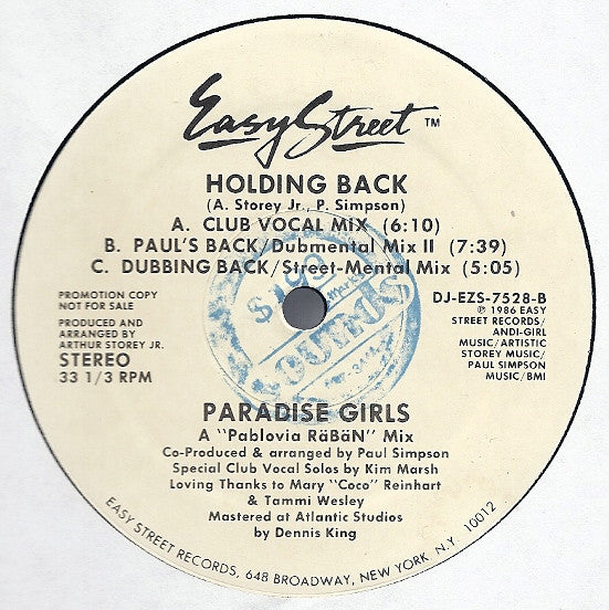 Paradise Girls : Holding Back (12", Promo)