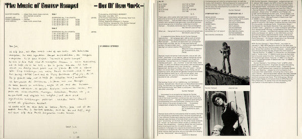 Gunter Hampel : Out Of New York - The Music Of Gunter Hampel (LP, Album, Gat)