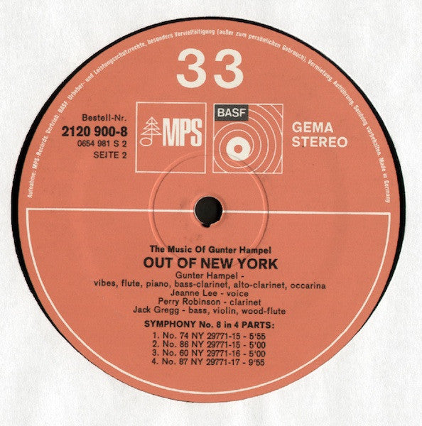 Gunter Hampel : Out Of New York - The Music Of Gunter Hampel (LP, Album, Gat)
