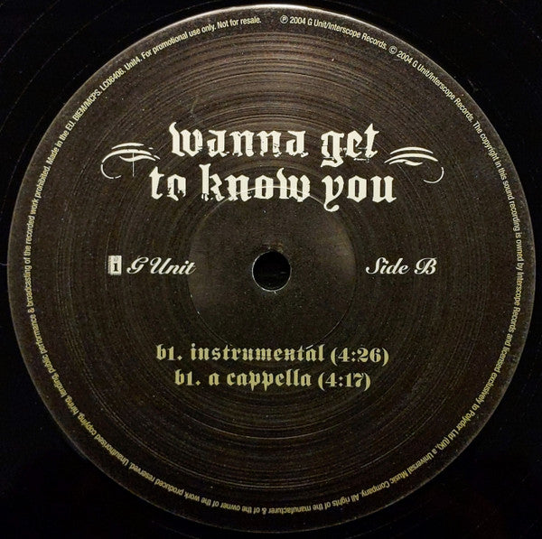 G-Unit : Wanna Get To Know You (12", Promo)