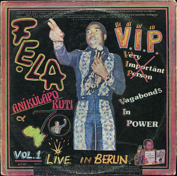 Fẹla Aníkúlápó Kuti* & Africa '70* : V.I.P. (Vagabonds In Power) - Live In Berlin Vol. 1 (LP, Album)