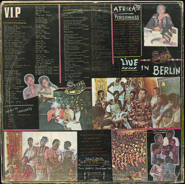 Fẹla Aníkúlápó Kuti* & Africa '70* : V.I.P. (Vagabonds In Power) - Live In Berlin Vol. 1 (LP, Album)