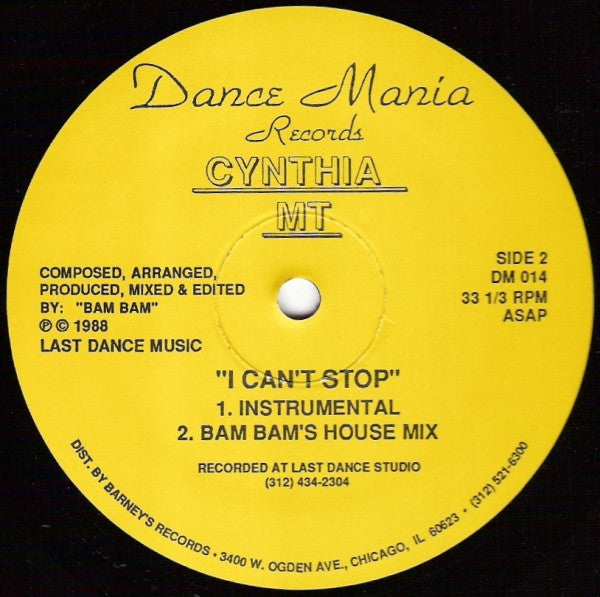Cynthia M : I Can't Stop (12")