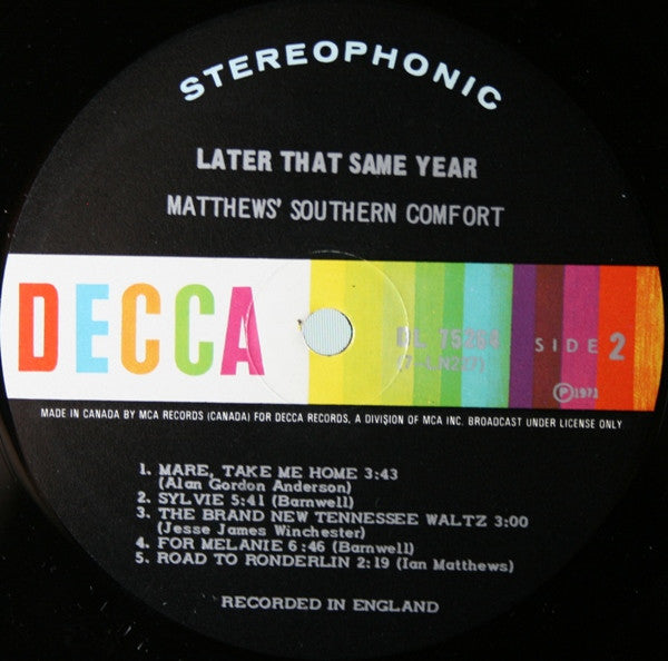 Matthews Southern Comfort* : Later That Same Year (LP, Album)
