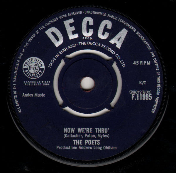The Poets (2) : Now We're Thru' (7", Single)