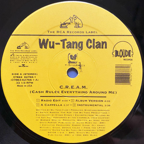 Wu-Tang Clan : C.R.E.A.M. (Cash Rules Everything Around Me) (12", Yel)