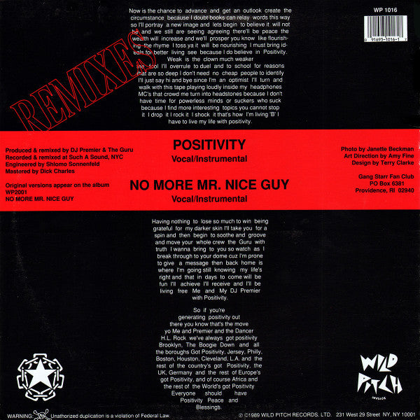 Gang Starr : Positivity (12")