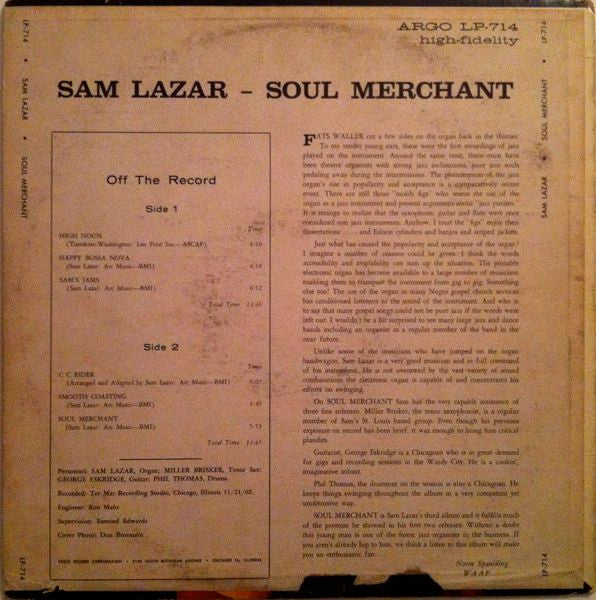 Sam Lazar : Soul Merchant (LP, Album)