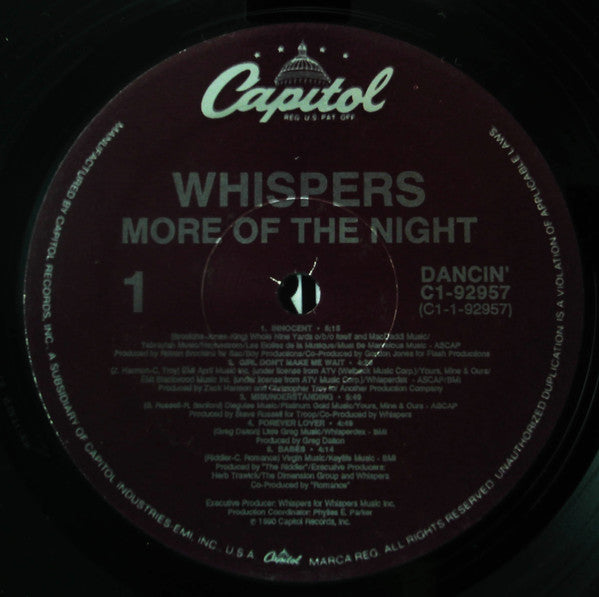 The Whispers : More Of The Night (LP, Album)