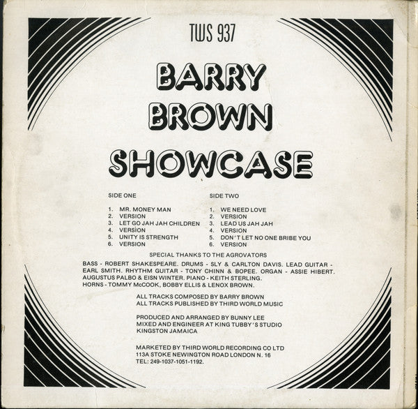 Barry Brown : Showcase (LP, Album)