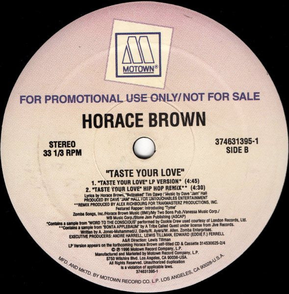 Horace Brown : One For The Money / Taste Your Love (12", Promo)