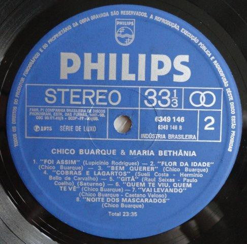 Chico Buarque & Maria Bethânia : Chico Buarque & Maria Bethânia Ao Vivo (LP, Album)