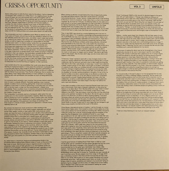 Myele Manzanza : Crisis & Opportunity (Vol​ 3) (Unfold) (LP, Album)