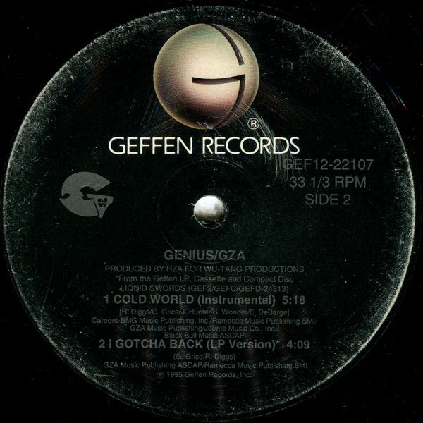 The Genius / GZA Featuring Inspectah Deck A.K.A. Rollie Fingers : Cold World (12", Single)