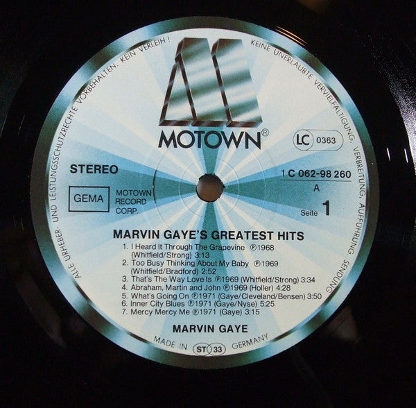 Marvin Gaye : Marvin Gaye's Greatest Hits (LP, Comp)
