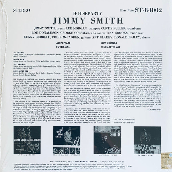 Jimmy Smith : House Party (LP, Album, RE, 180)
