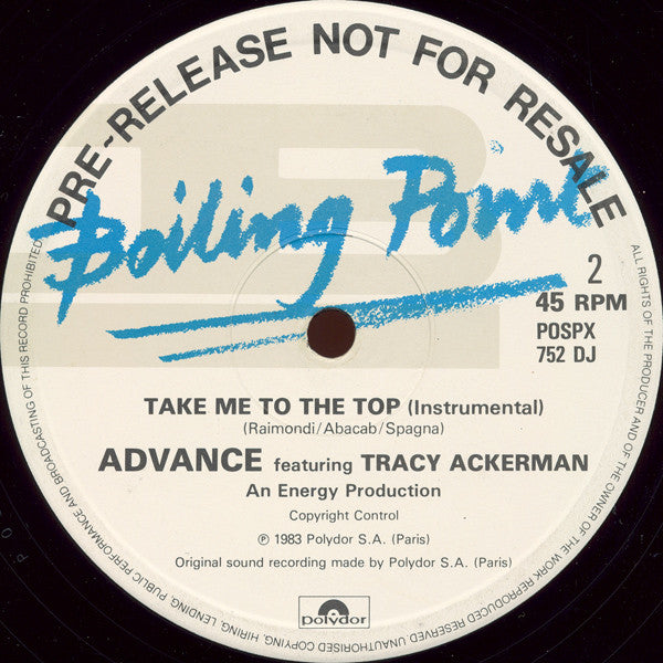 Advance Featuring Tracy Ackerman : Take Me To The Top (Remix) (12", Promo)