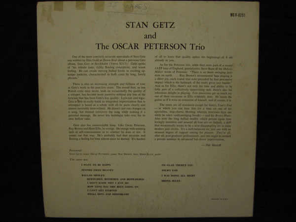 Stan Getz And The Oscar Peterson Trio : Stan Getz And The Oscar Peterson Trio (LP, Album, Mono)