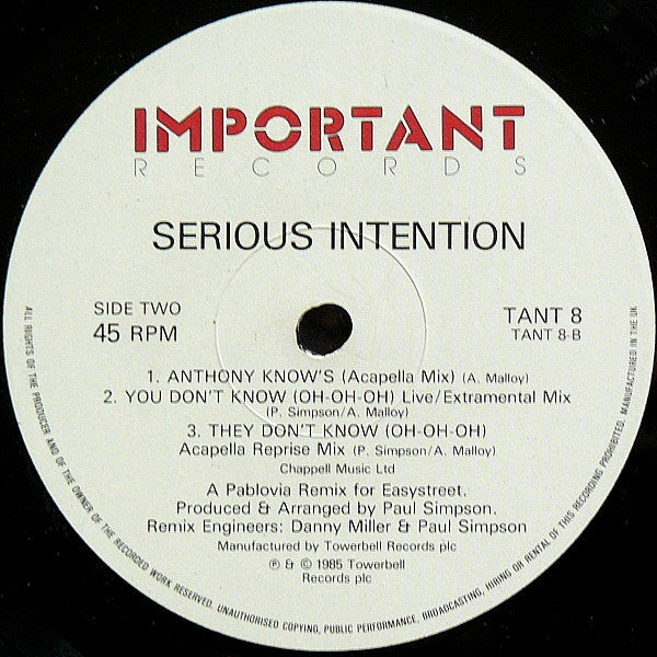Serious Intention : You Don't Know (12")