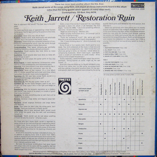 Keith Jarrett : Restoration Ruin (LP, Album)