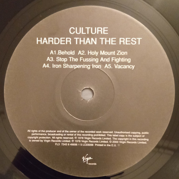 Culture : Harder Than The Rest (LP, Album, RE, Gat)