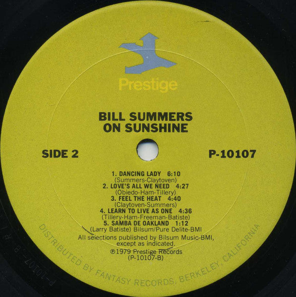 Bill Summers & Summers Heat : On Sunshine (LP, Album)