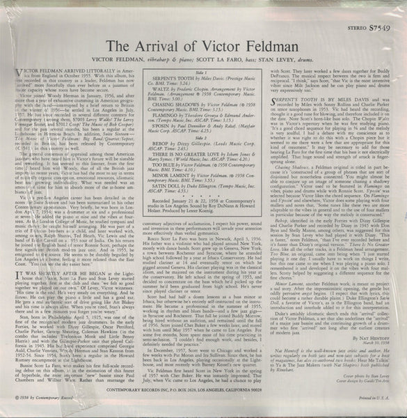 Victor Feldman, Stan Levey, Scott LaFaro : The Arrival Of Victor Feldman (LP, Album, RE)
