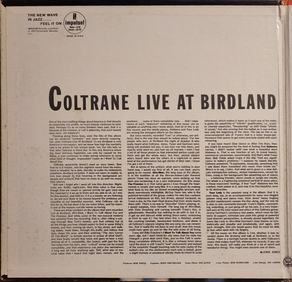 John Coltrane : Live At Birdland (LP, Album, Gat)